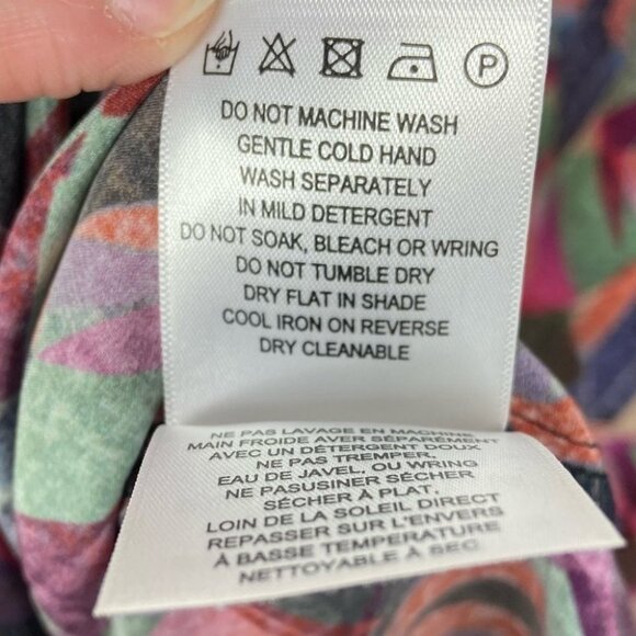 Anthropologie Kachel 100% Silk Diamond Shift Dress Size 12 Short Sleeves Boho - Picture 8 of 10